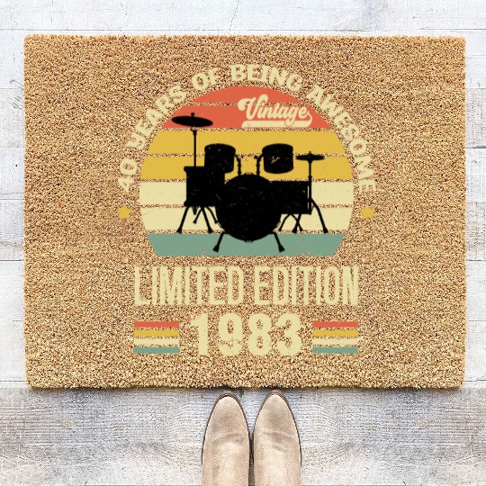 Vintage 1983 Drums 40th Birthday Drummer Coir Doormats