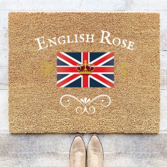 English Rose Union Jack Flag England British Brita Coir Doormats