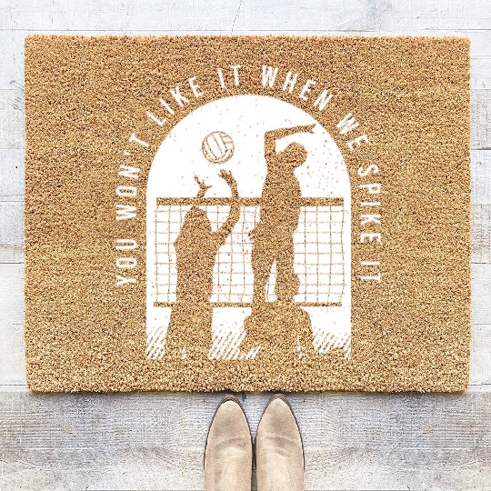 Funny Volleyball Saying For A Lover Or Player Of Coir Doormats