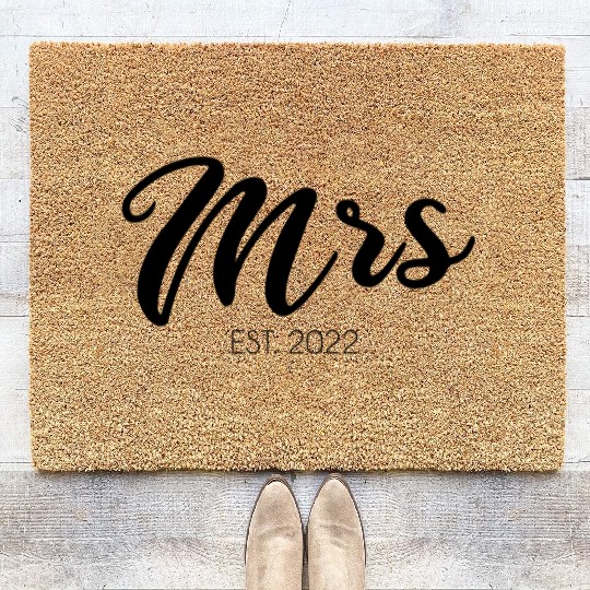 Wedding Mrs Est 2022 Bridal Bride Coir Doormats