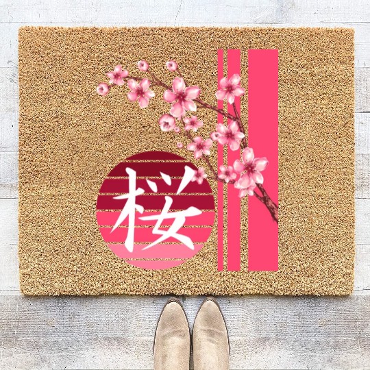 Sakura Flowers Spring Cherry Blossoms Japanese Kan Coir Doormats