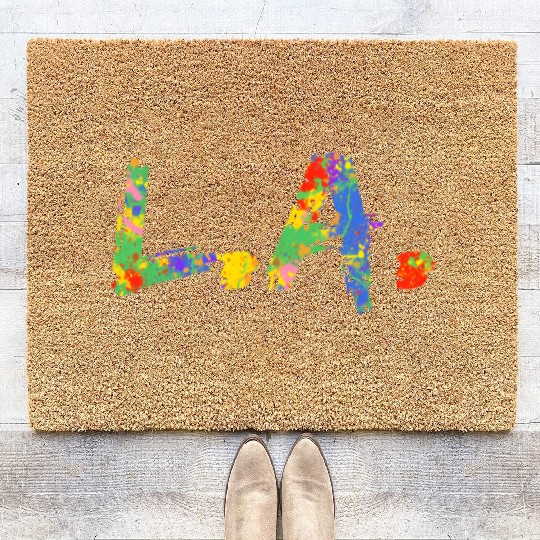 Colorful Los Angeles California Rainbow L A Coir Doormats