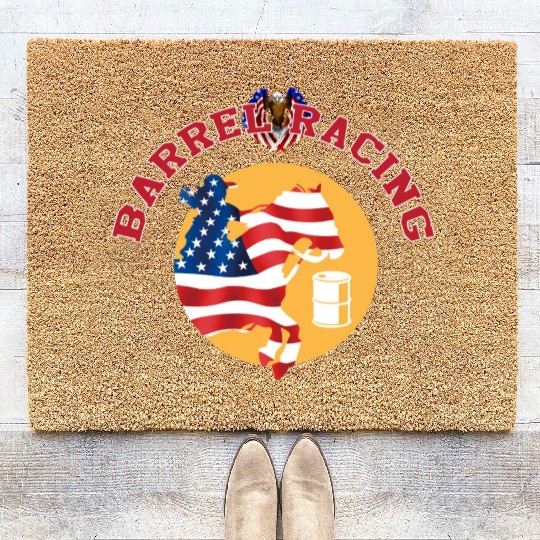 Cowgirl Barrel Racing Sport Come On Cowgirl Art Coir Doormats