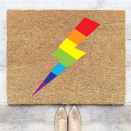Awesome Rainbow Lightning Bolt Print Coir Doormats