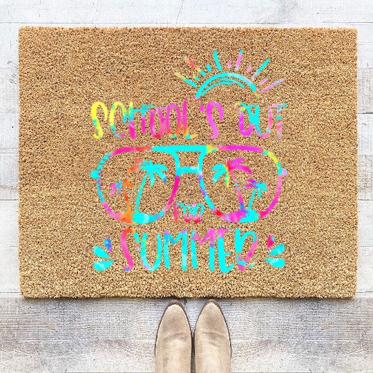 Last Day Of School Schools Out For Summer Teacher Coir Doormats