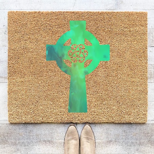 Irish Celtic Cross Knot St Patrick'S Day Christian Coir Doormats
