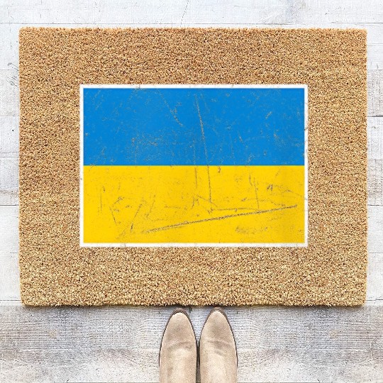 Ukraine Flag With Ukrainian National Colors Coir Doormats