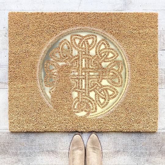 Celtic Knot Cat And The Moon Coir Doormats