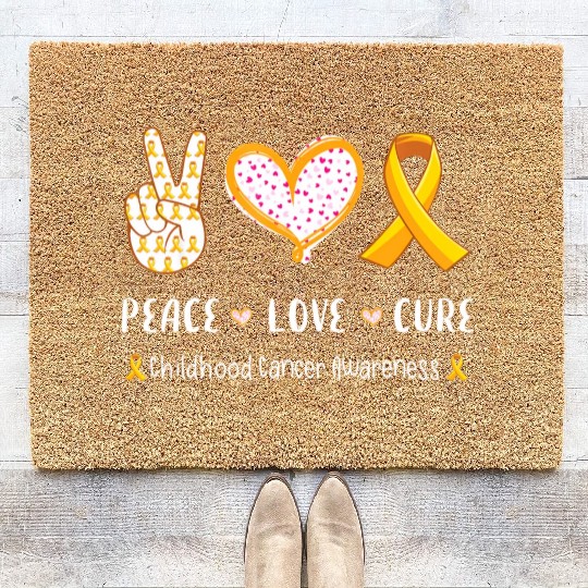 Peace love America with hand sign sunflower and US Coir Doormats