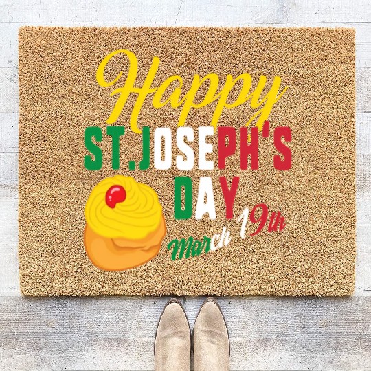 Happy St Josephs Day Jesus Catholic Religious Marc Coir Doormats