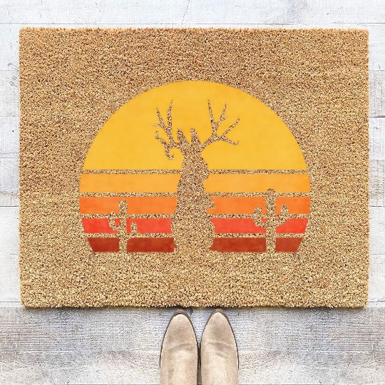 Eighties Jackalope Cryptid Rabbit Coir Doormats