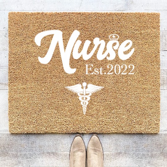 Registered Nurse Est 2022 Rn Nursing School Gradua Coir Doormats