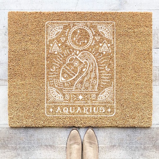 Aquarius Tarot Aquarius Zodiac Sign Month Coir Doormats
