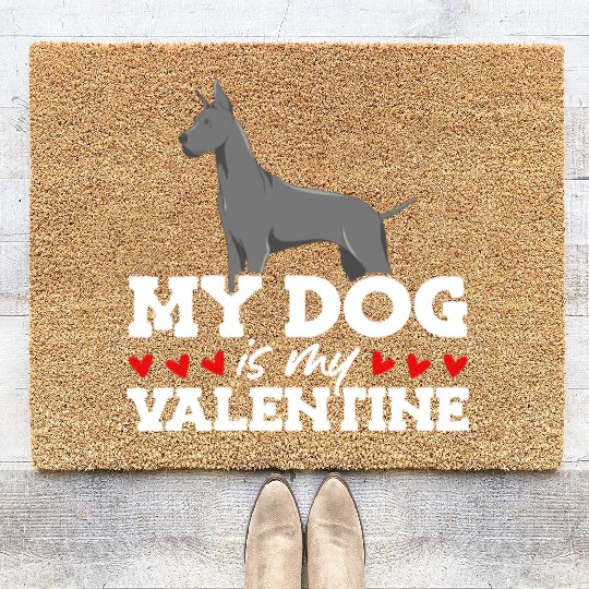 My Dog Is My Valentine Date Cute Doggy Coir Doormats