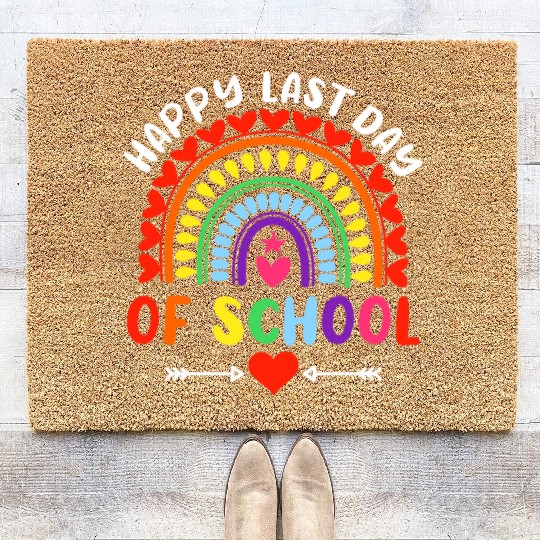 Rainbow Happy Last Day Of School Teacher Boys Coir Doormats