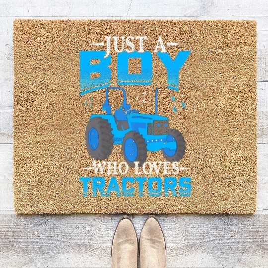 Just A Boy Who Loves Tractors Farm Boys Coir Doormats