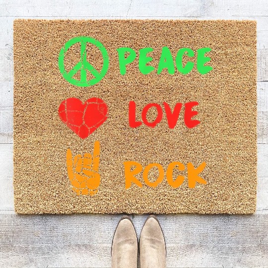 Peace Love Junenth Independence Day Freedom Black Coir Doormats