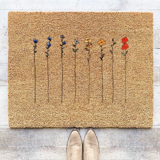 Minimalist Floral Watercolor Coir Doormats