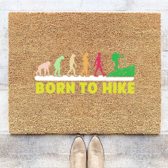 Born to Hike Mountain fan Wanderlust Hikers Coir Doormats