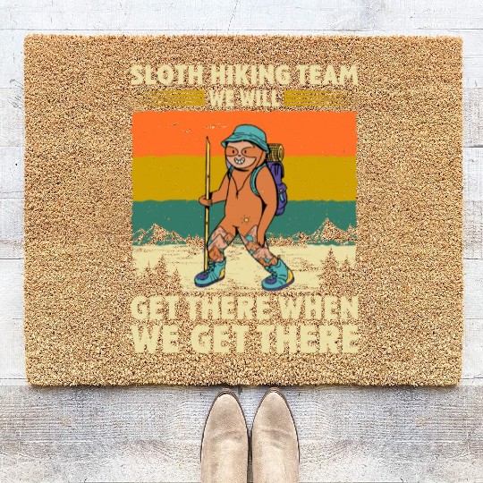 Sloth Hiking Team Wanderlust funny Mountaineer Coir Doormats