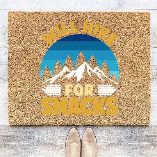 Hiker funny Mountain fan will Hike for Snacks Coir Doormats