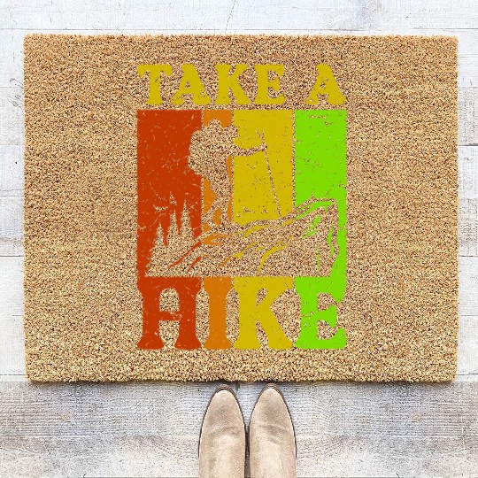 Take a Hike Wanderlust Hiker Hiking Mountains Coir Doormats