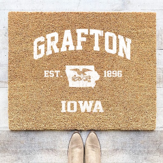 Grafton Iowa Ia State Athletic Style Coir Doormats