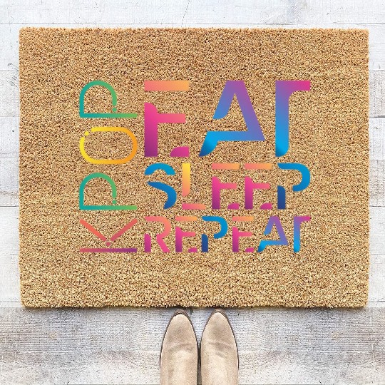 Eat Sleep K Pop Repeat Kpop Korean Hangul Seoul Coir Doormats