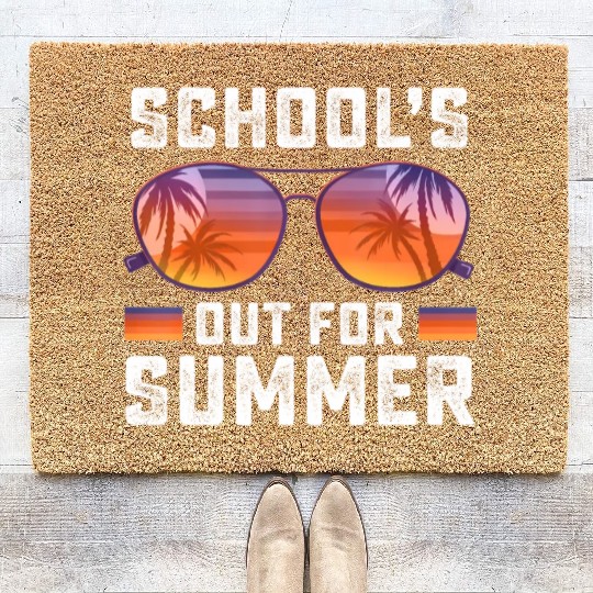 Last Day Of School Schools Out For Summer Teacher Coir Doormats