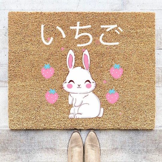 Strawberry Milk Bunny Aesthetic Vaporwave Anime Coir Doormats