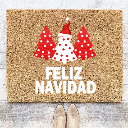 Merry Peruvian Tree Peru Flag Feliz Navidad Coir Doormats