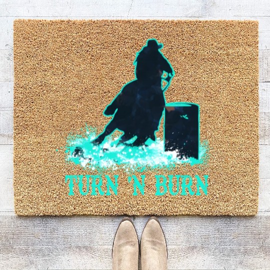 Barrel Racer Barrel Racing Horse Turn And Burn Tea Coir Doormats
