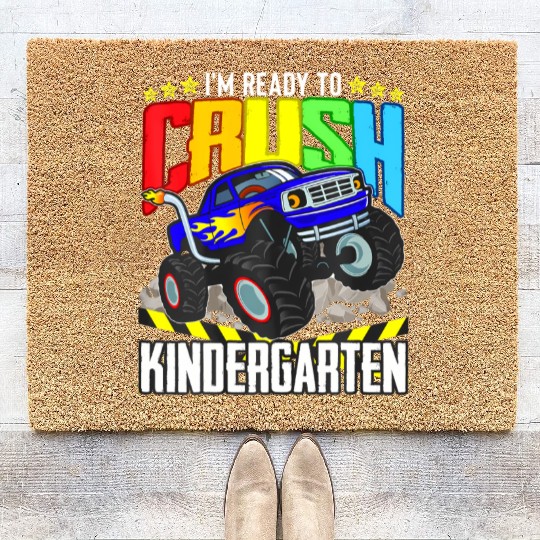 Monster Truck Ready To Crush Kindergarten Back To Coir Doormats