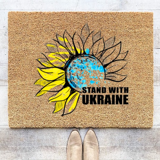 Sunflower Ukrainian Flag I Stand With Ukraine Ukra Coir Doormats