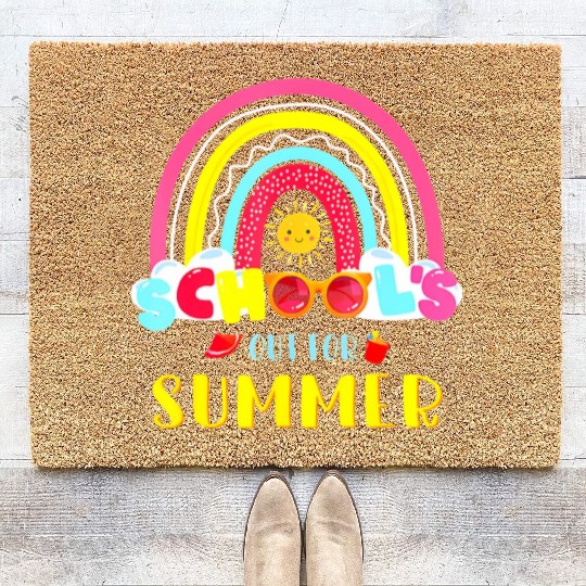 Last Day Of School Schools Out For Summer Teacher Coir Doormats