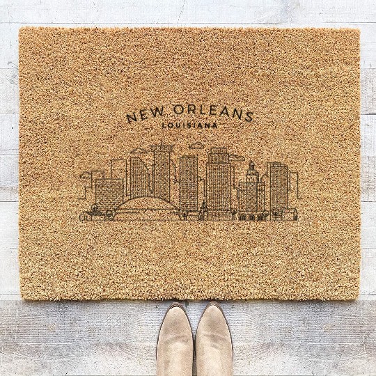 New Orleans Skyline Nola New Orleans Louisiana Coir Doormats