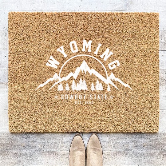 Wyoming The Cowboy State Est 1890 Mountains Coir Doormats