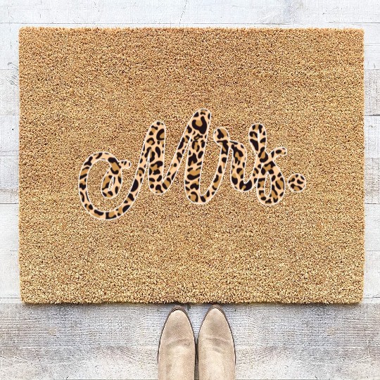 Bride Groom Mrs Leopard Print Wedding Coir Doormats