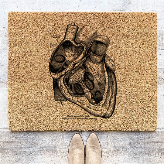 Anatomical Heart Medical Anatomy Illustration Coir Doormats