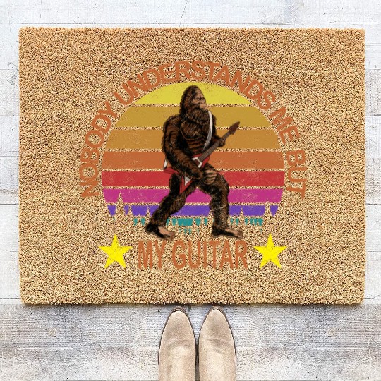 Nobody Understands Me But My Guitar Bigfoot Sasqua Coir Doormats