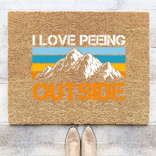 Mountaineer funny Peeing outside Nature boy Coir Doormats