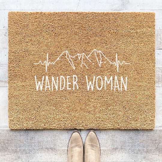 Wanderwoman Hiker Mountaineer Wanderlust Coir Doormats