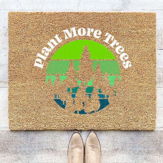 Plant More Trees Save Planet Earth Tree Hugger Ear Coir Doormats