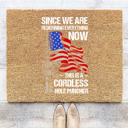 Gun Cordless Hole Puncher American Flag Coir Doormats