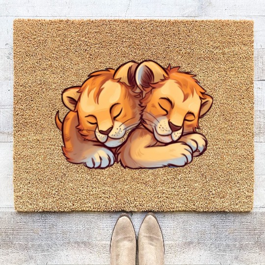 Sleeping Lion Cubs Coir Doormats