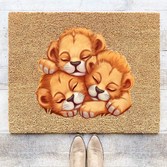 Sleeping lion cubs Coir Doormats