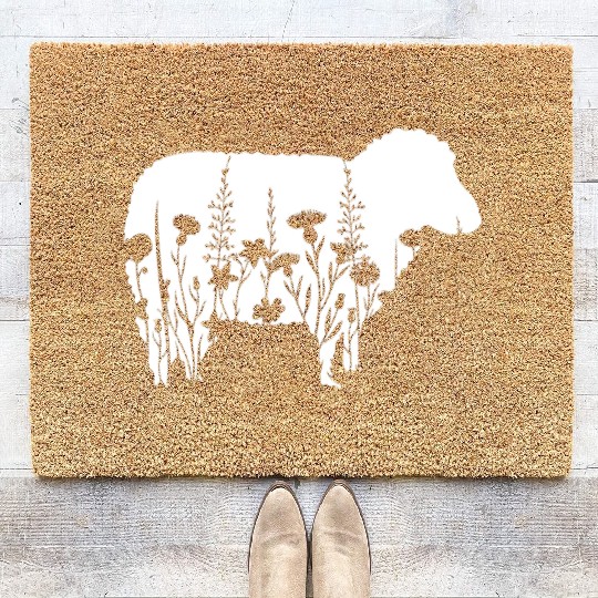 Sheep Whisperer Flower Funny Farming Farm Animal Coir Doormats
