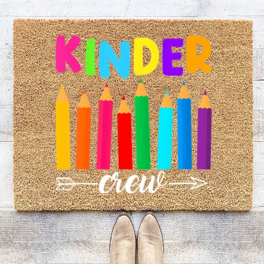 Kinder Crew Teacher Back To School Kindergarten Pe Coir Doormats
