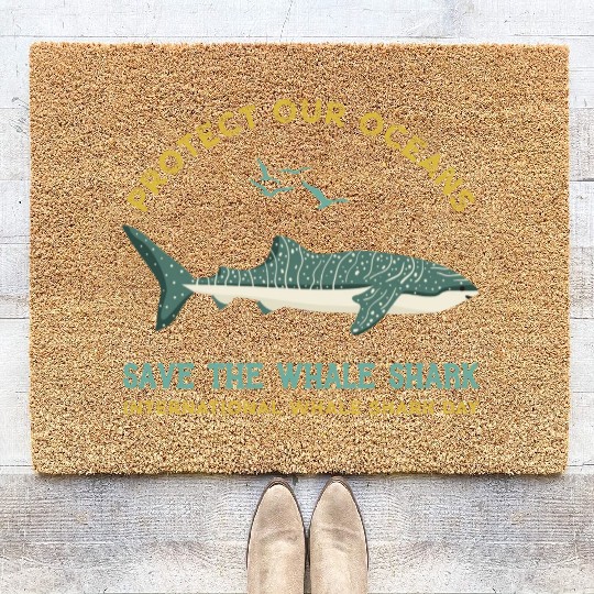 Save The Whale Sharks Protect Our Oceans Coir Doormats