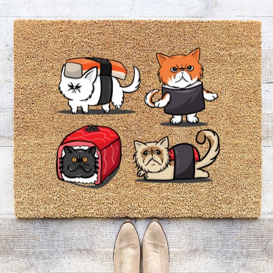 Sushi Persian Cat For Funny Cat Lover Sushi Lover Coir Doormats